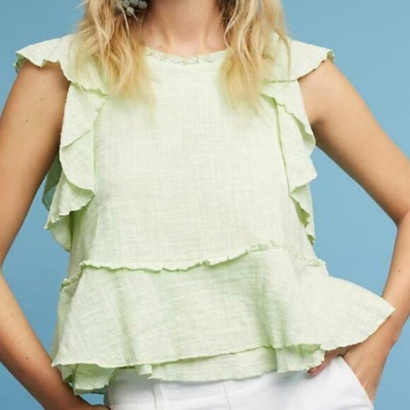 Anthropologie Maeve Cascade Tiered Shell Top in Mint - Picture 4 of 6
